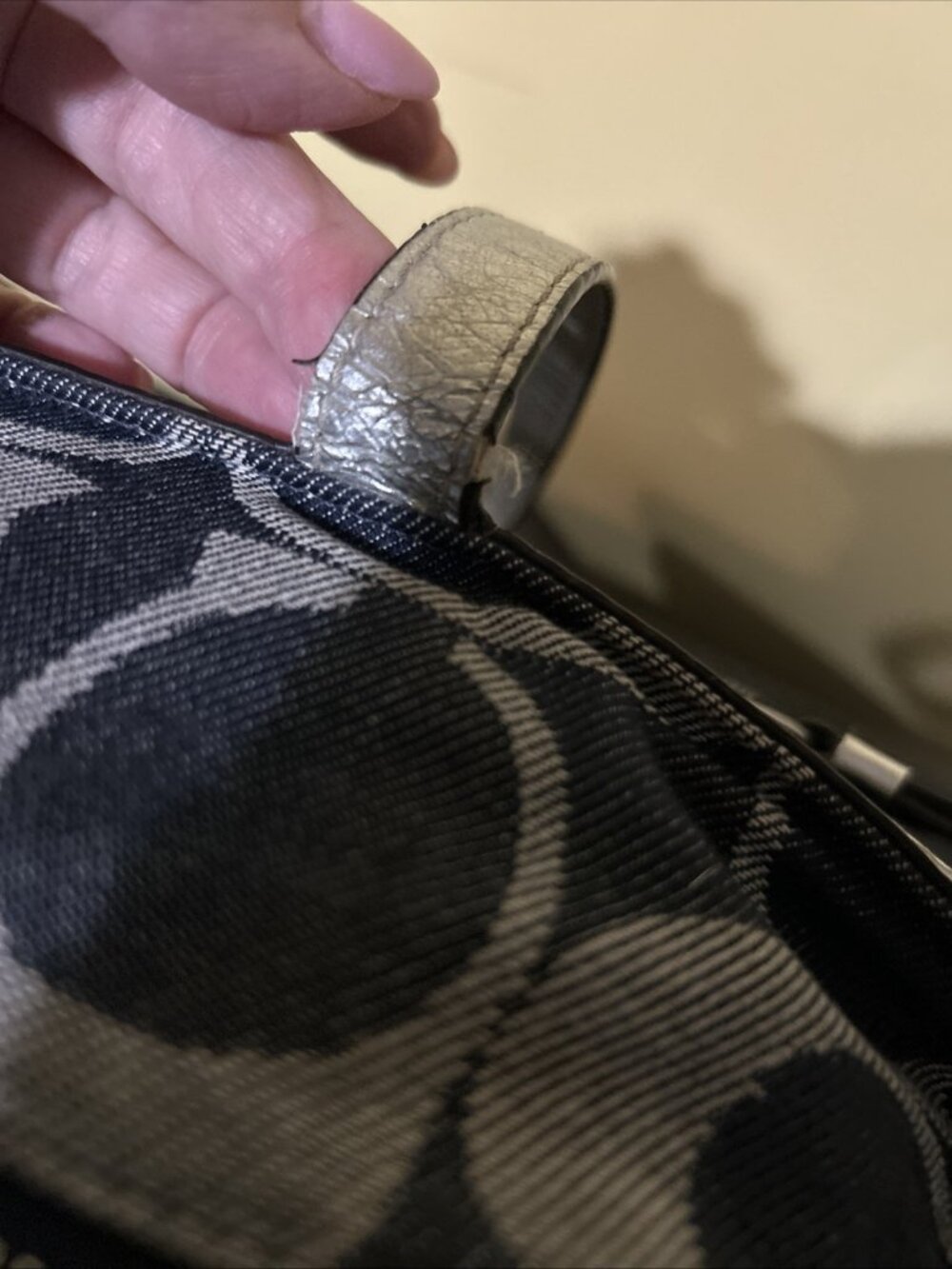 Coach XL Denim Signature Stripe Tote Weekender Diaper Bag F17443 Large Handbag - Picture 8 of 12